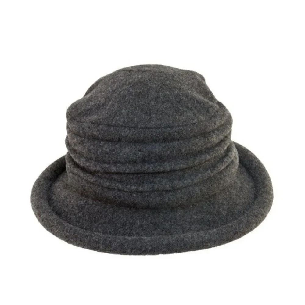 Scala Packable Tula Boiled Wool Cloche Hat Charcoal Grey Retail $60
